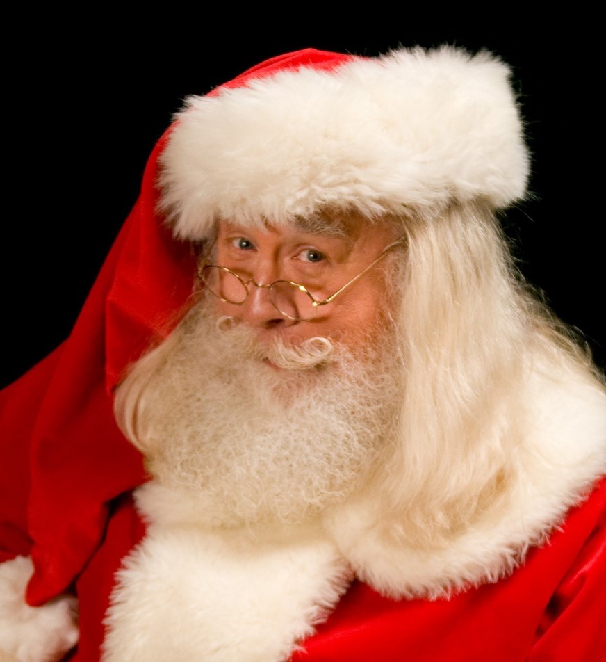 Stephen Gillham, the Smart Santa, in scholarly attire.